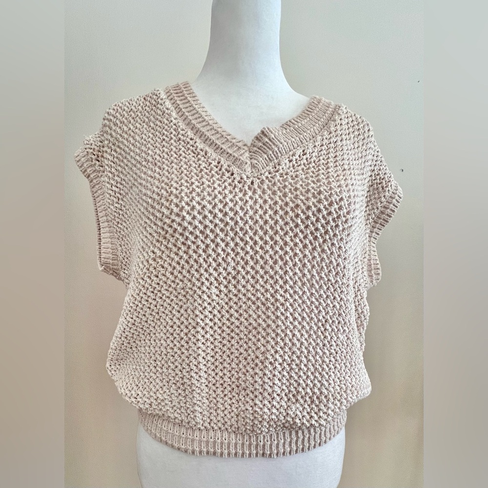 Joie Cream Knit V-Neck Sleeveless Sweater